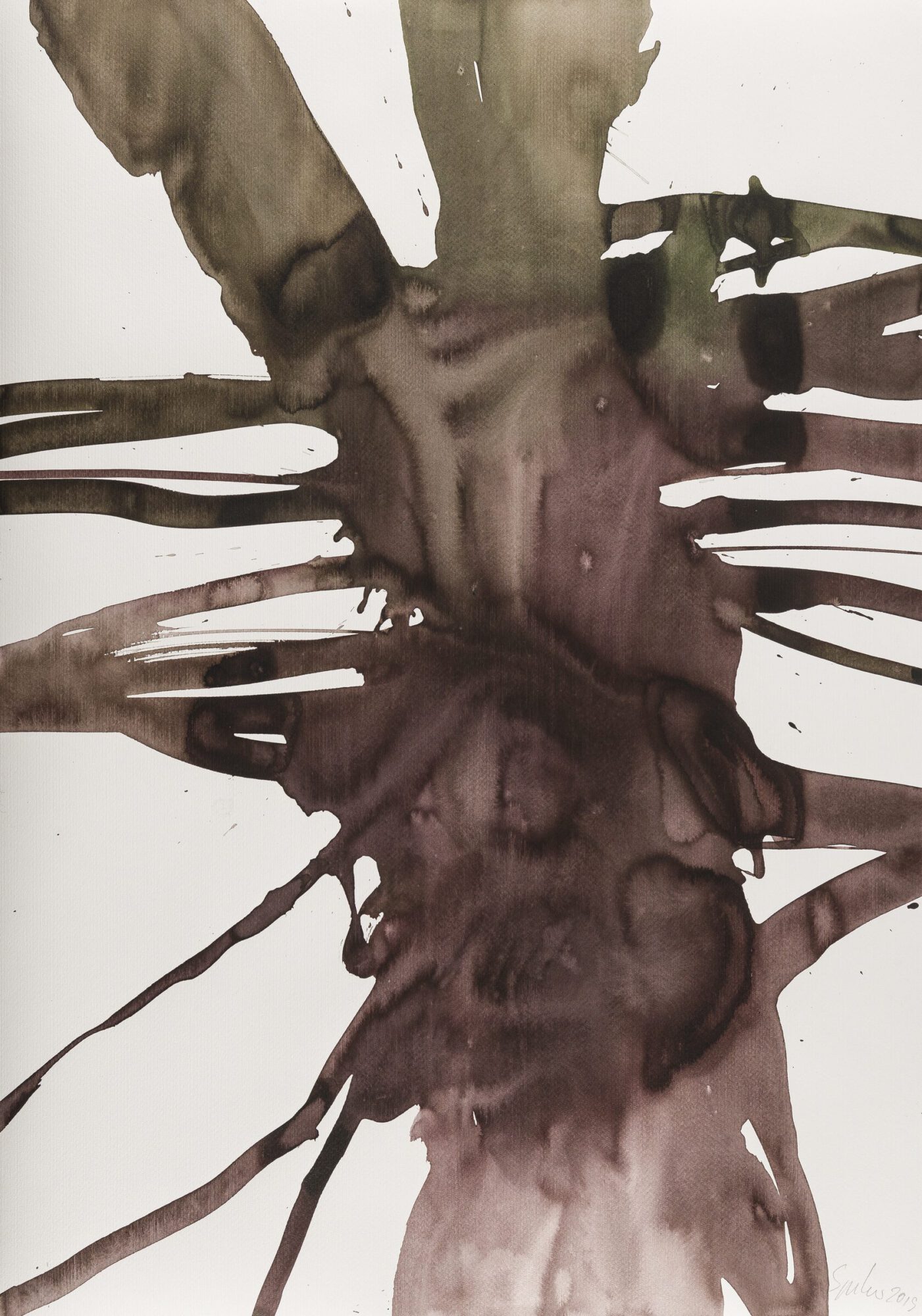 Stephan Spicher, Blooming Fading, 2018, ink and watercolour on paper, 100 × 70 cm
