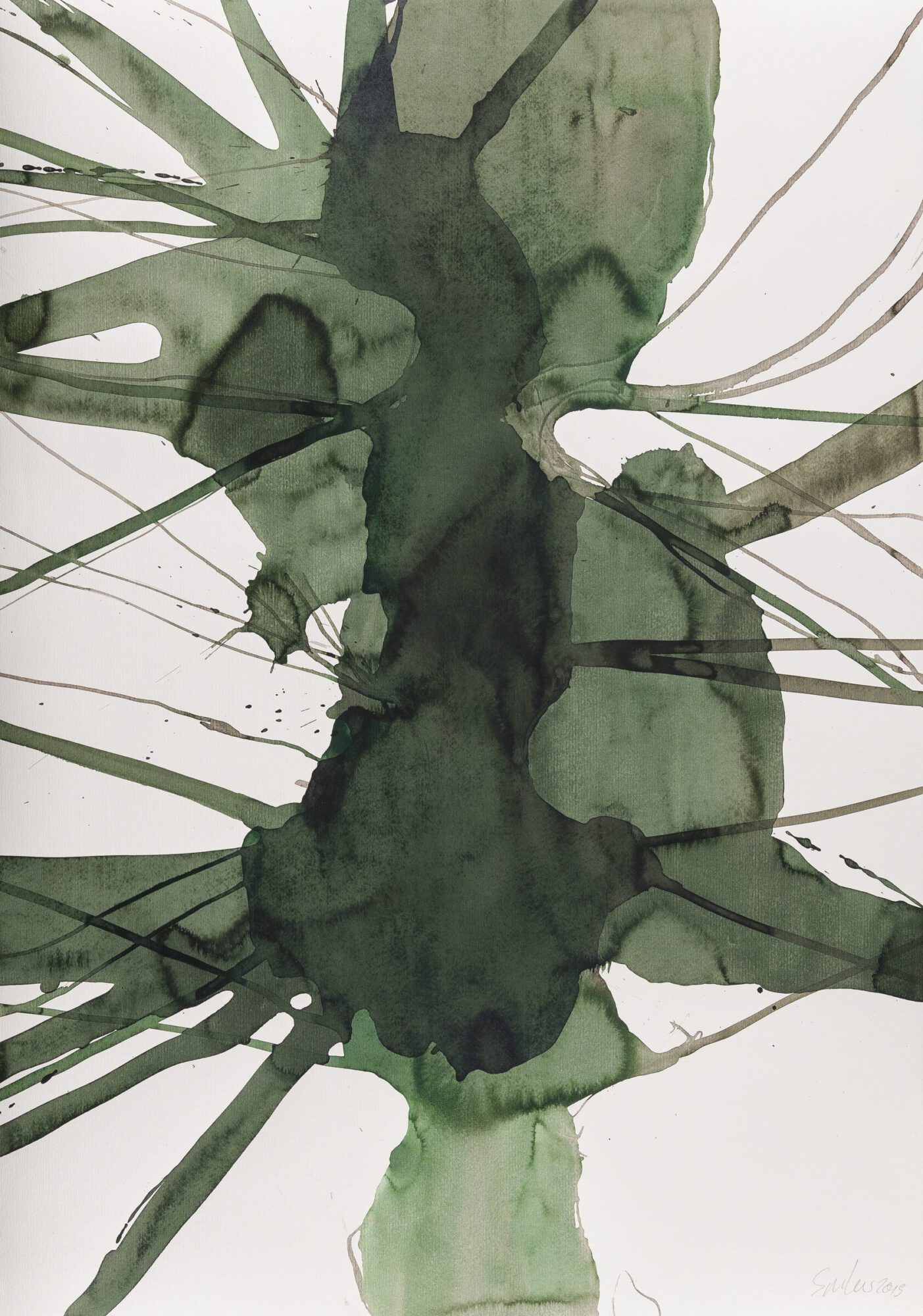 Stephan Spicher, Blooming Fading, 2019, ink and watercolour on paper, 100 × 70 cm