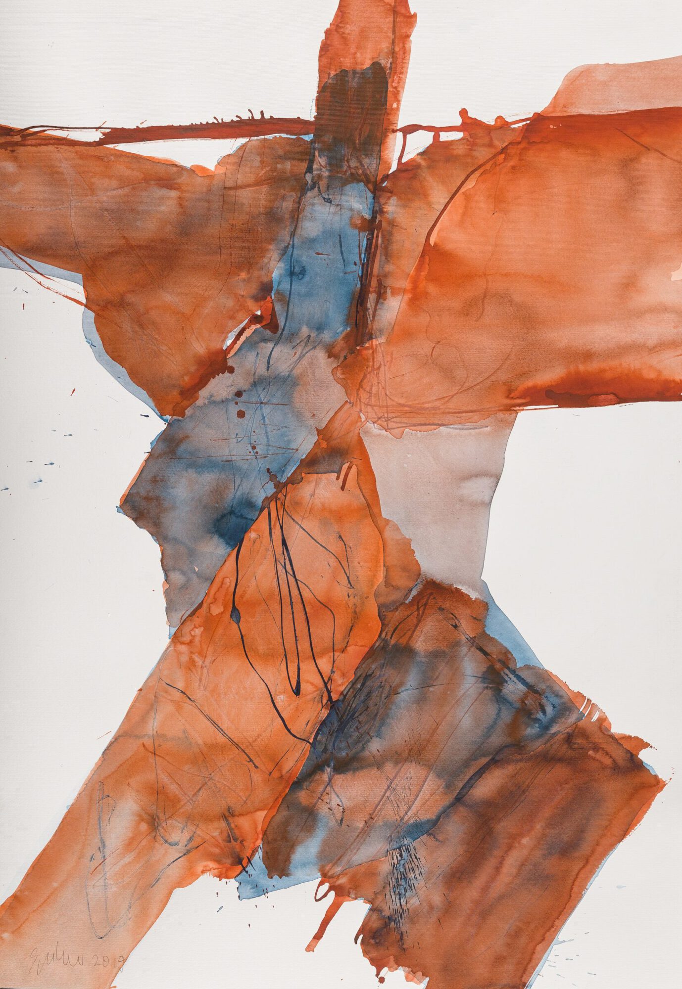 Stephan Spicher, Blooming Fading, 2019, ink and watercolour on paper, 100 × 70 cm