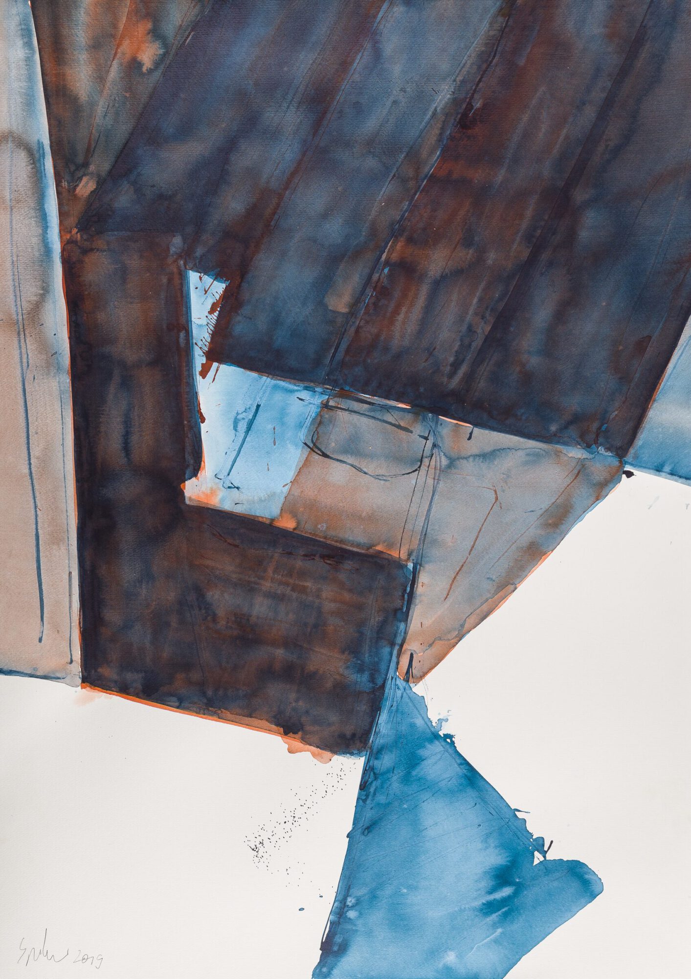 Stephan Spicher, Blooming Fading, 2019, ink and watercolour on paper, 100 × 70 cm