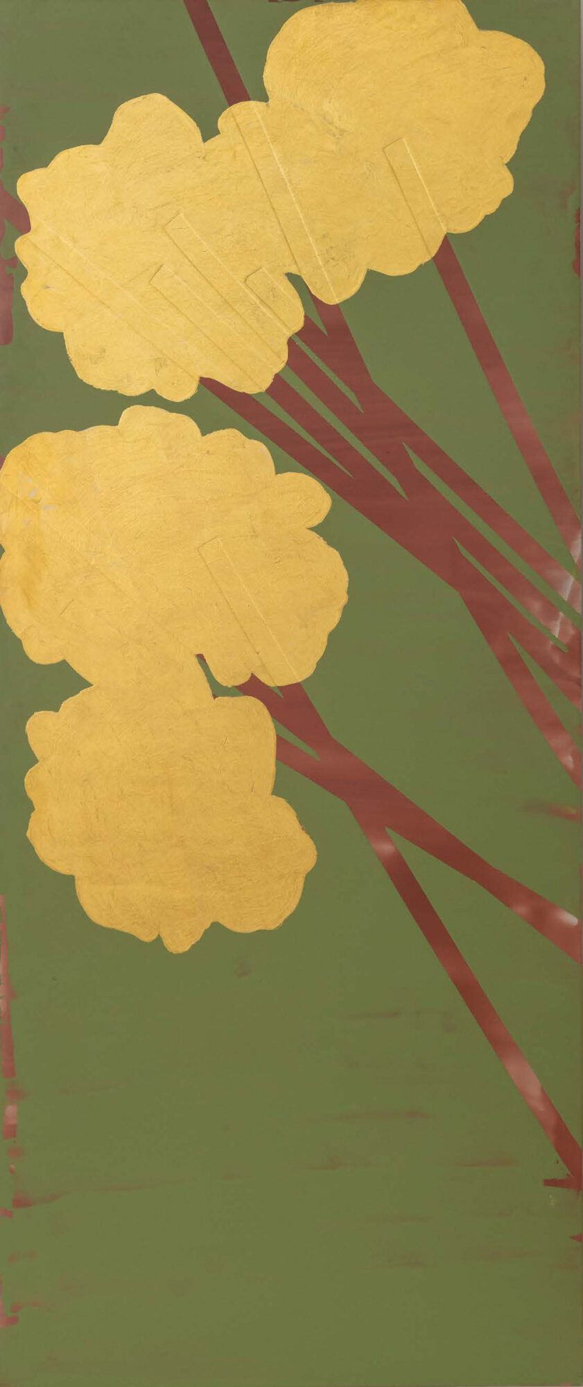 Stephan Spicher, Blossom, 2005, lacquer and gold on aluminium, 150 × 68 cm
