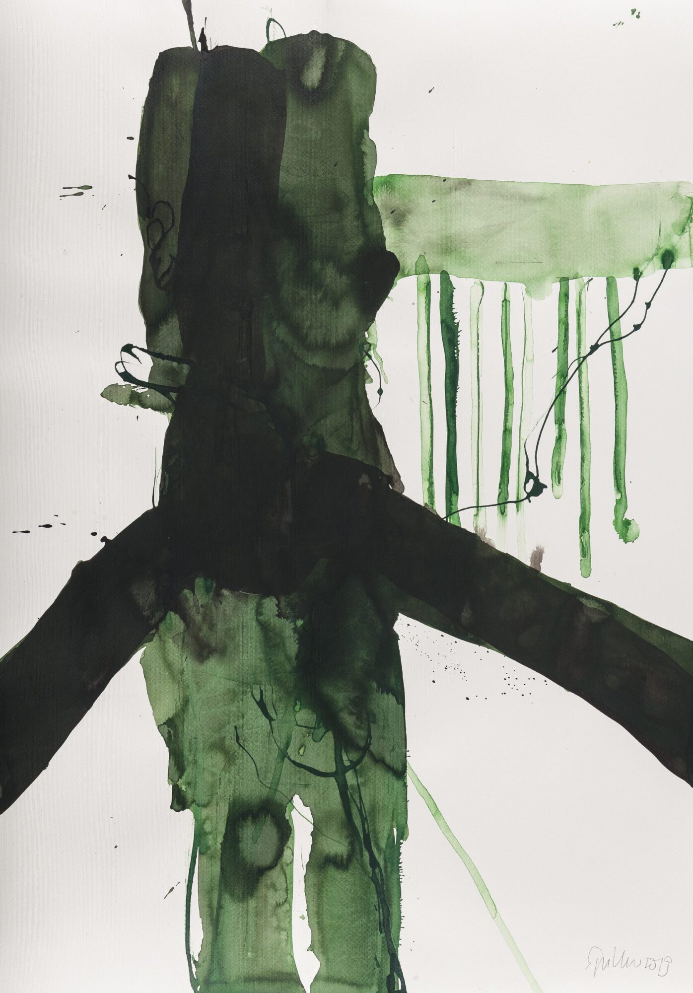 Stephan Spicher, Elementals, 2019, ink and watercolour on paper, 100 × 70 cm