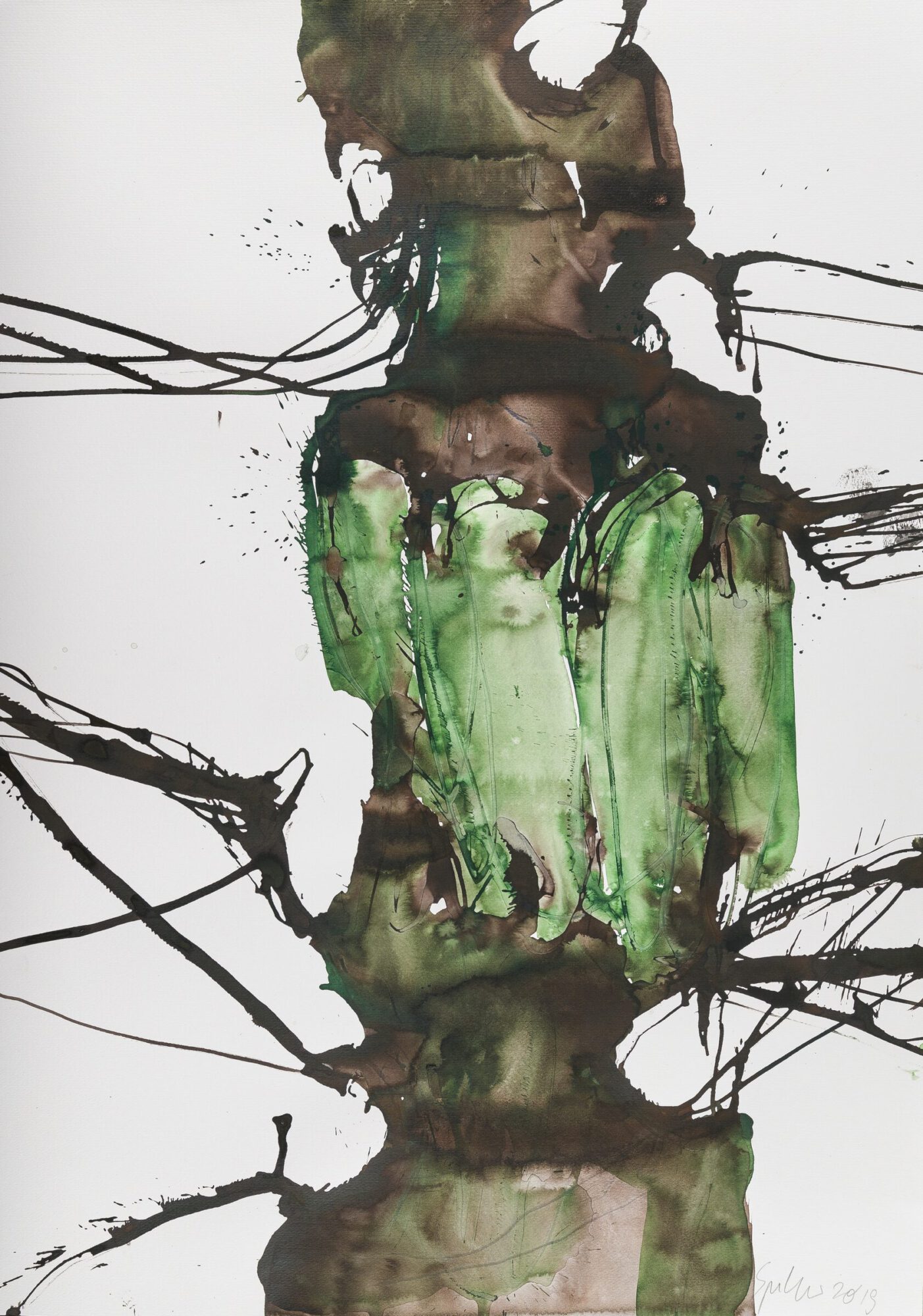 Stephan Spicher, Elementals, 2019, ink and watercolour on paper, 100 × 70 cm