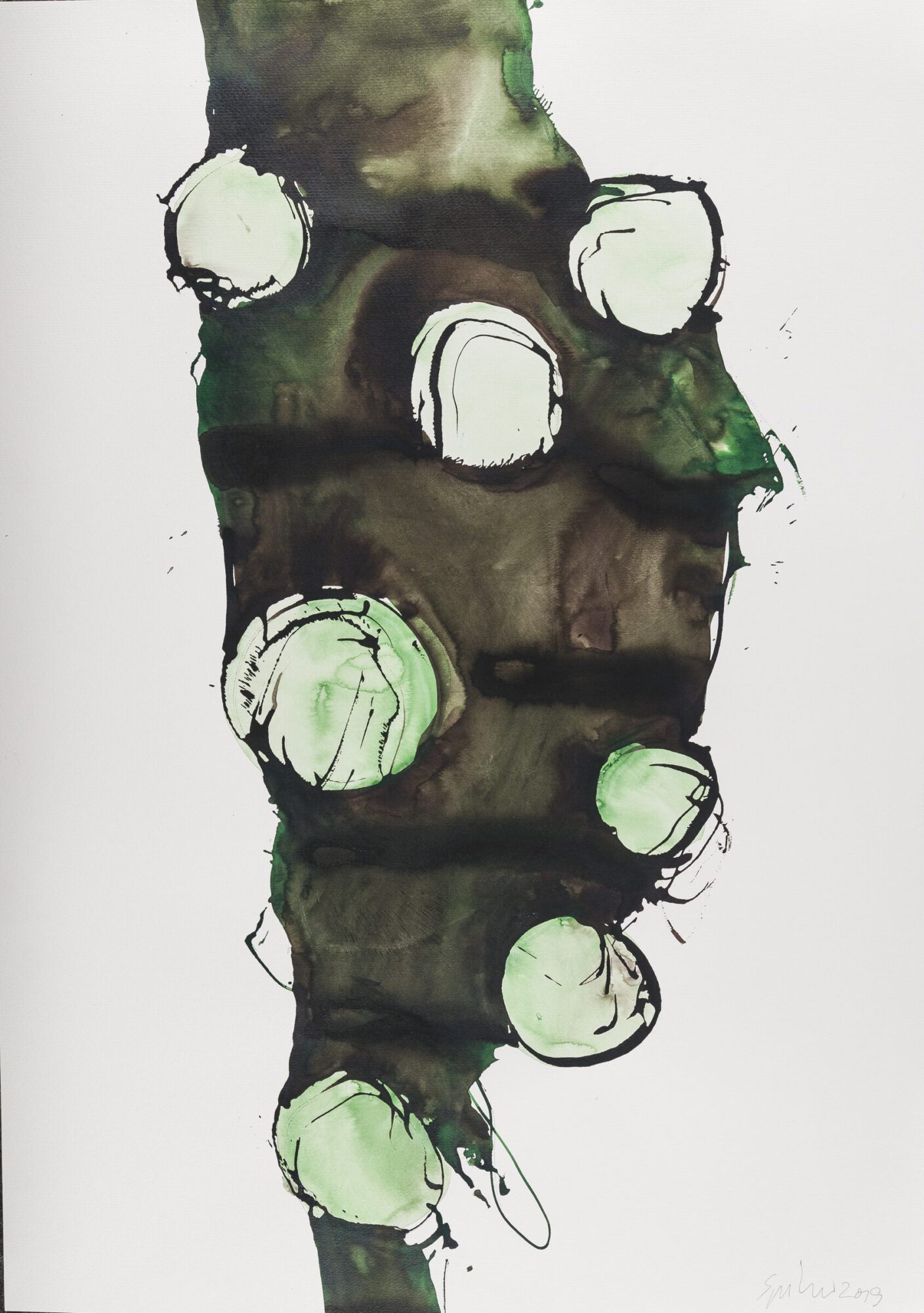 Stephan Spicher, Elementals, 2019, ink and watercolour on paper, 100 × 70 cm