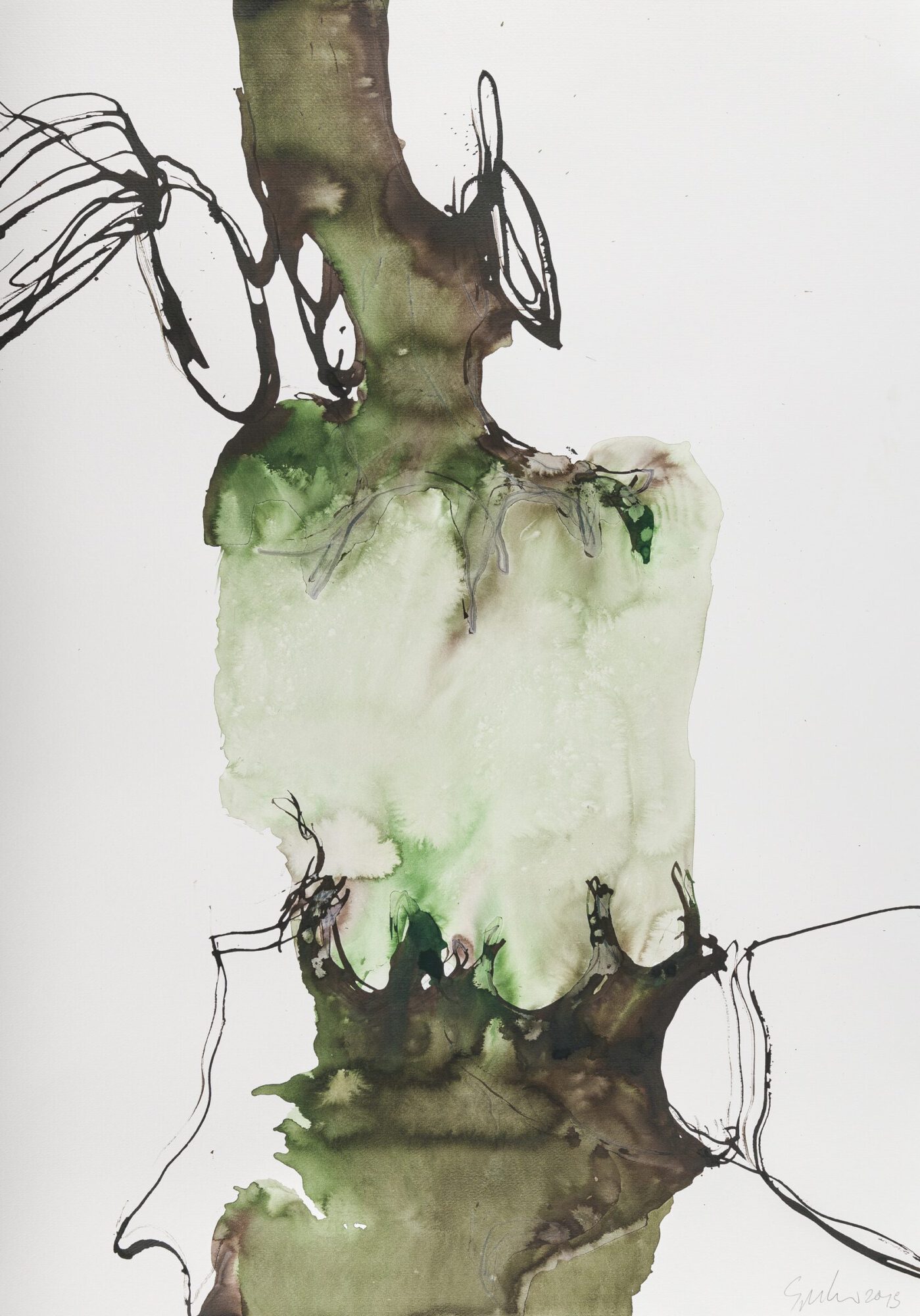 Stephan Spicher, Elementals, 2019, ink and watercolour on paper, 100 × 70 cm