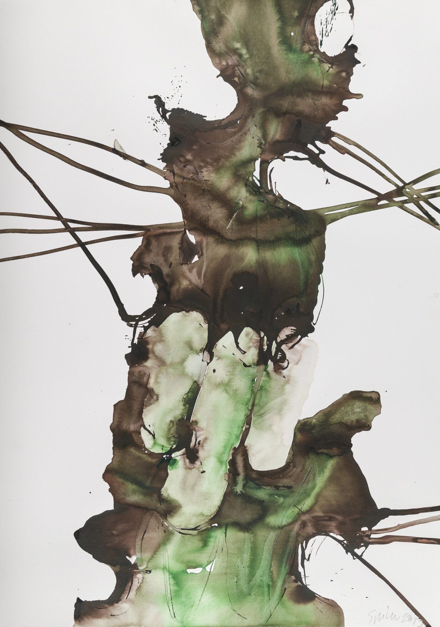 Stephan Spicher, Elementals, 2019, ink and watercolour on paper, 100 × 70 cm