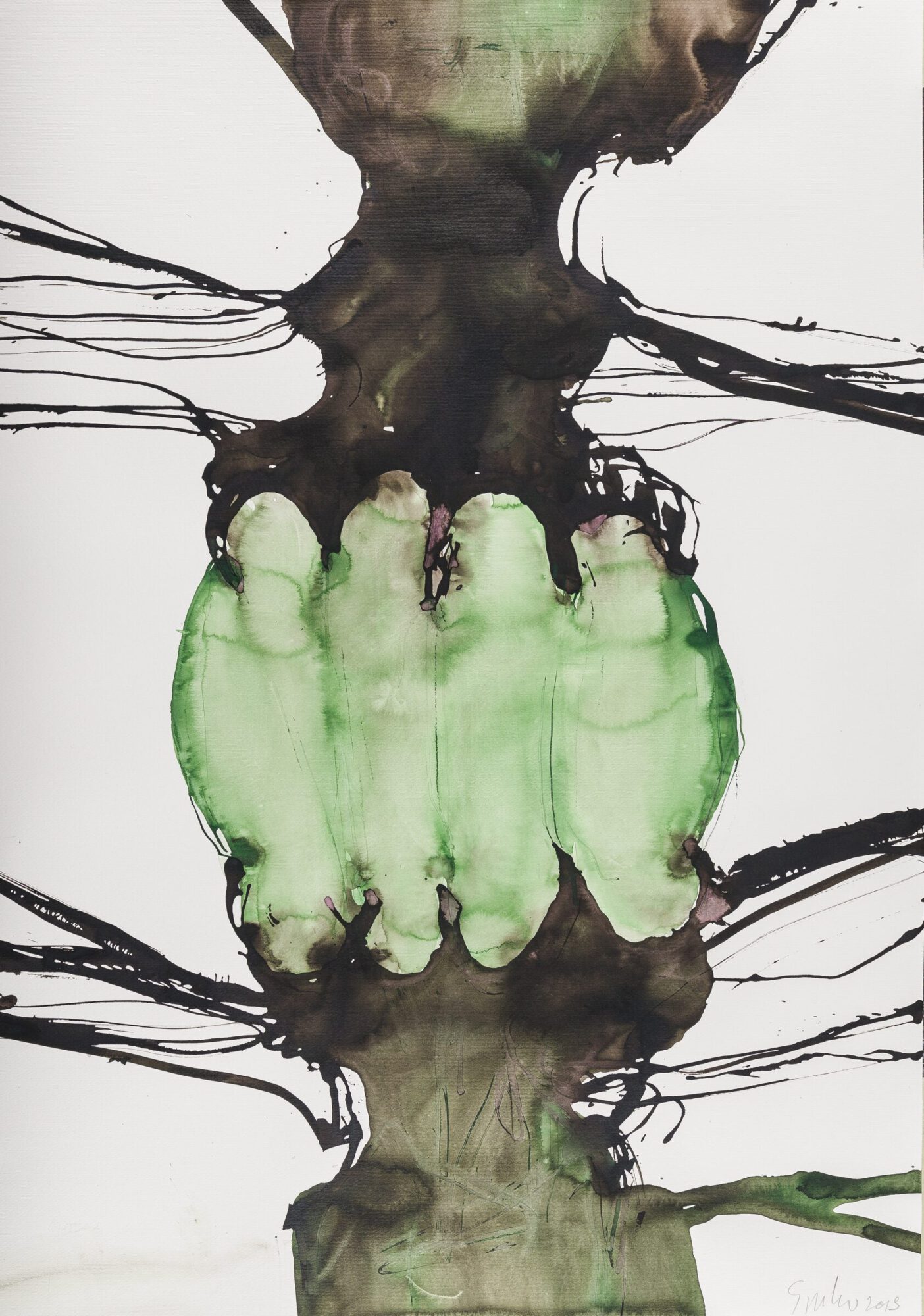 Stephan Spicher, Elementals, 2019, ink and watercolour on paper, 100 × 70 cm