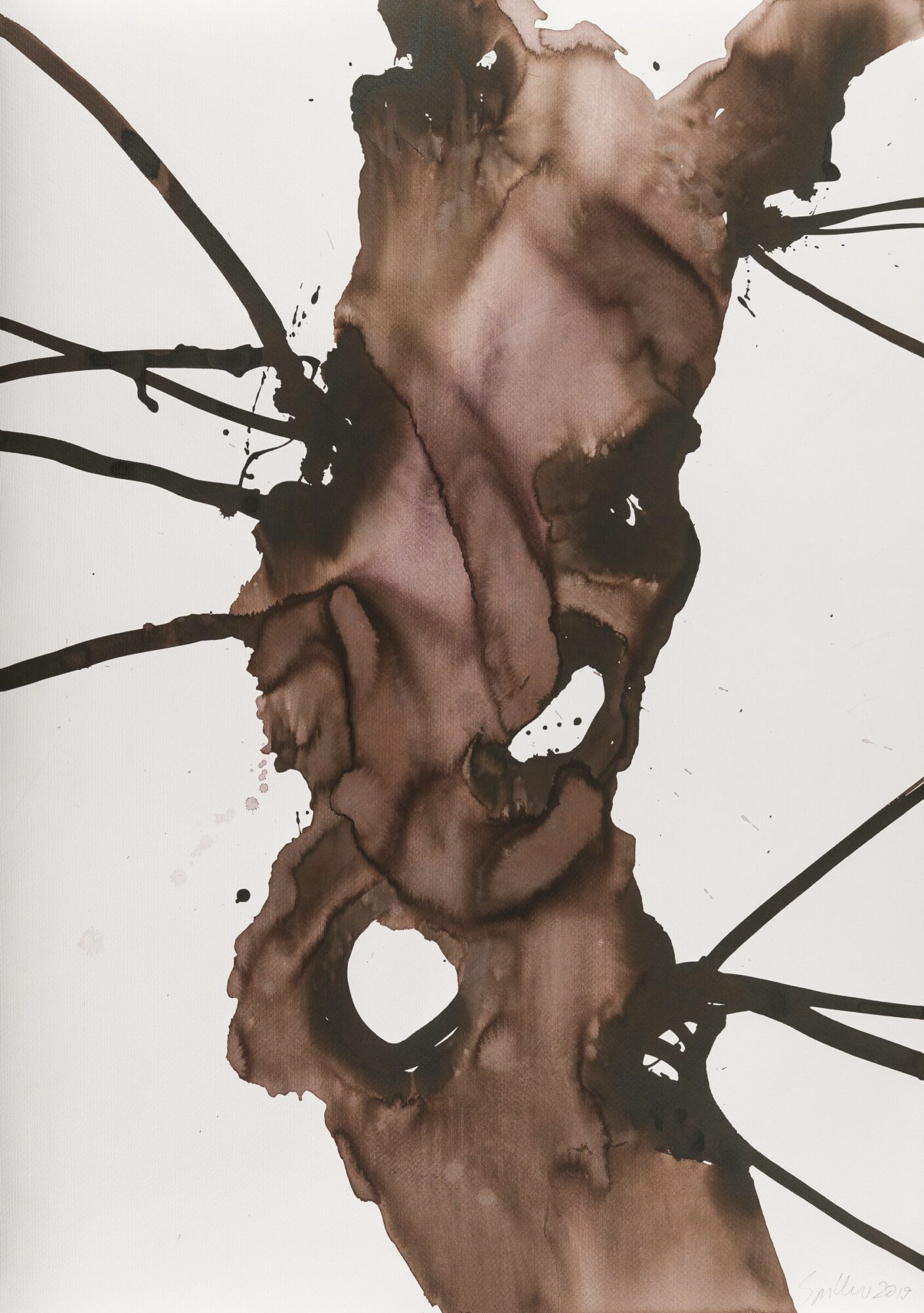Stephan Spicher, Elementals, 2019, ink and watercolour on paper, 100 × 70 cm