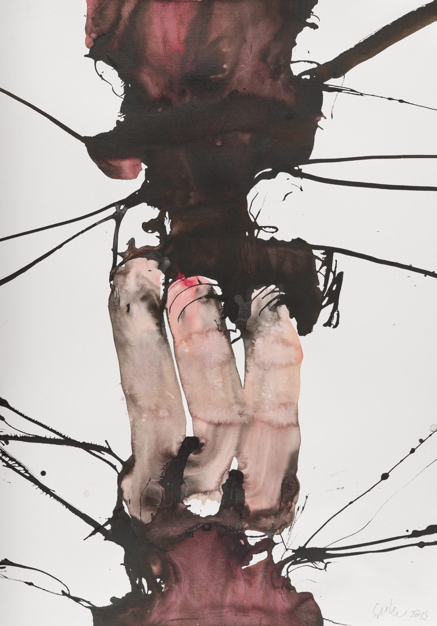 Stephan Spicher, Elementals, 2019, ink and watercolour on paper, 100 × 70 cm