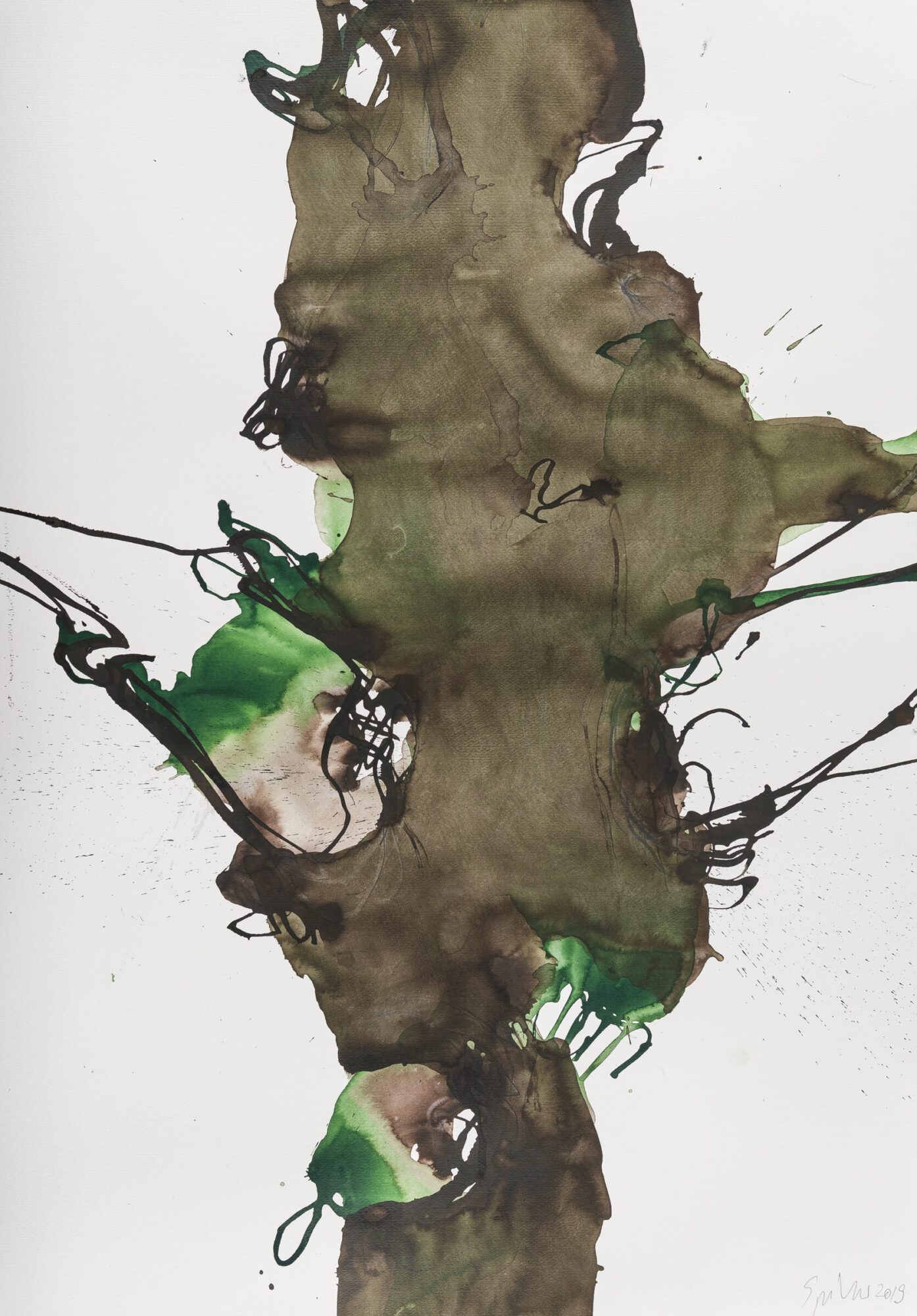 Stephan Spicher, Elementals, 2019, ink and watercolour on paper, 100 × 70 cm