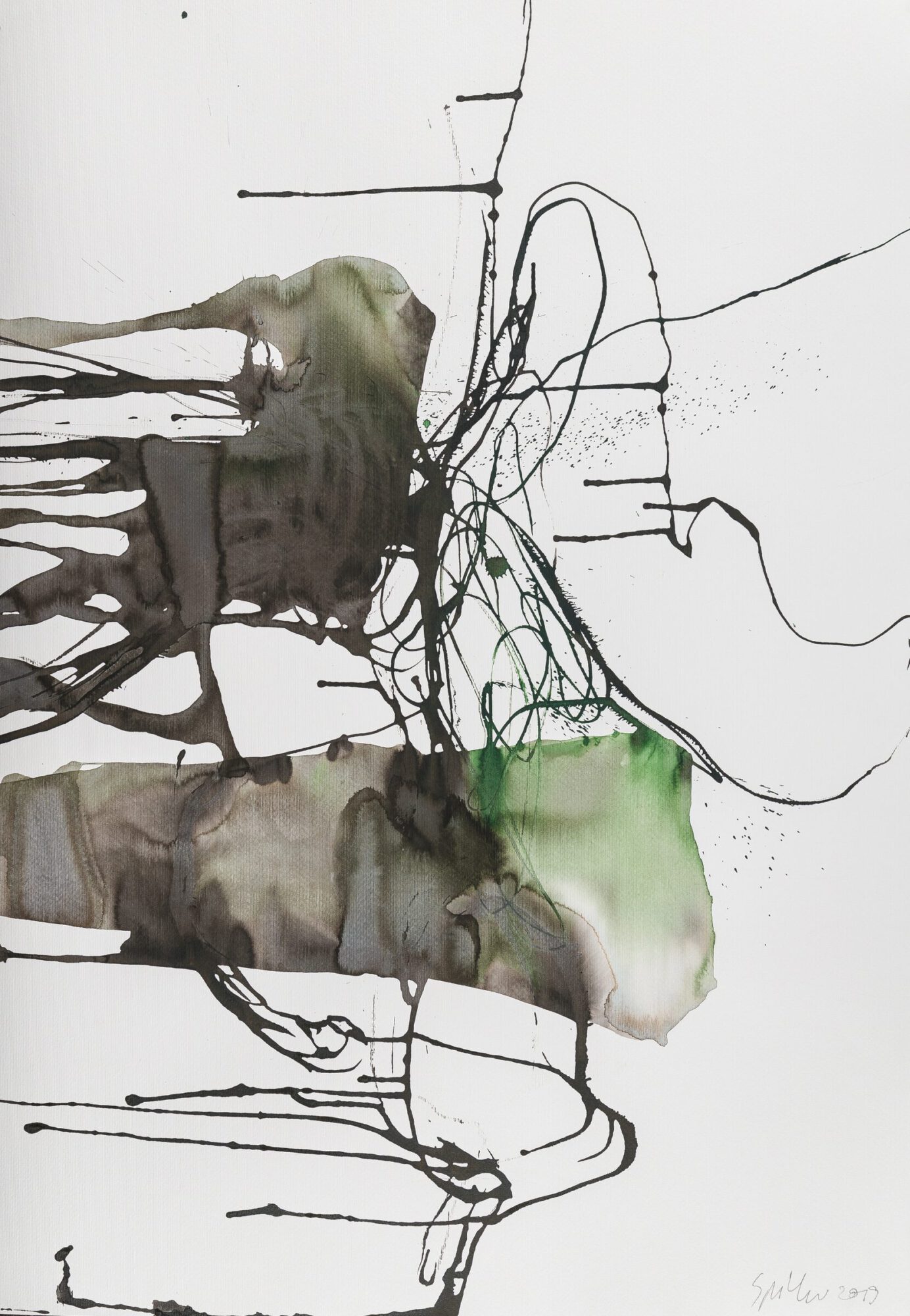 Stephan Spicher, Elementals, 2019, ink and watercolour on paper, 100 × 70 cm