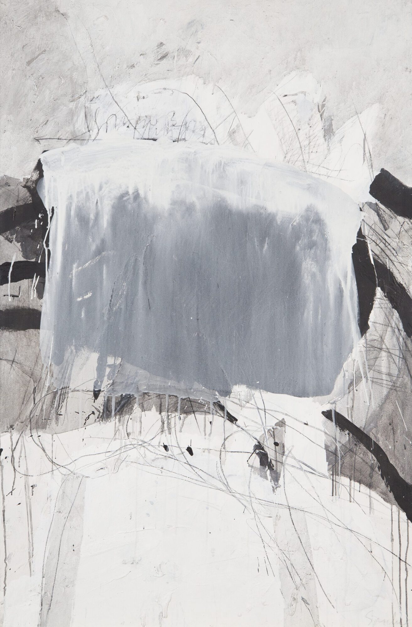 Stephan Spicher, Wall of ashes, 1985, mixed media on canvas, 150 × 100 cm