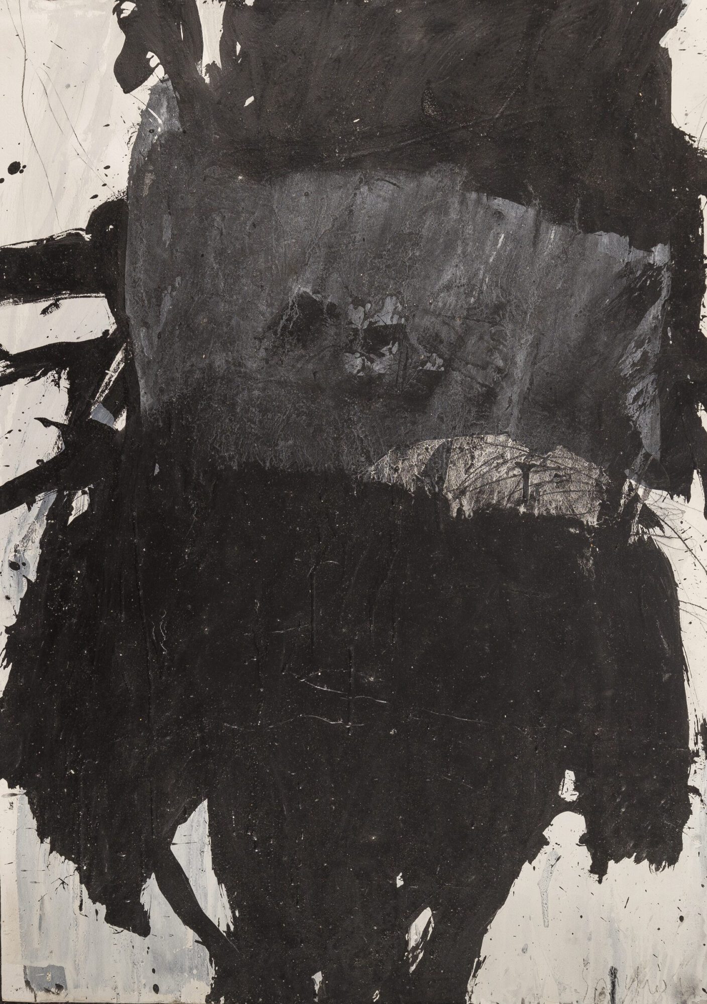 Stephan Spicher, Wall of ashes, 1986, mixed media on paper, 100 × 70 cm