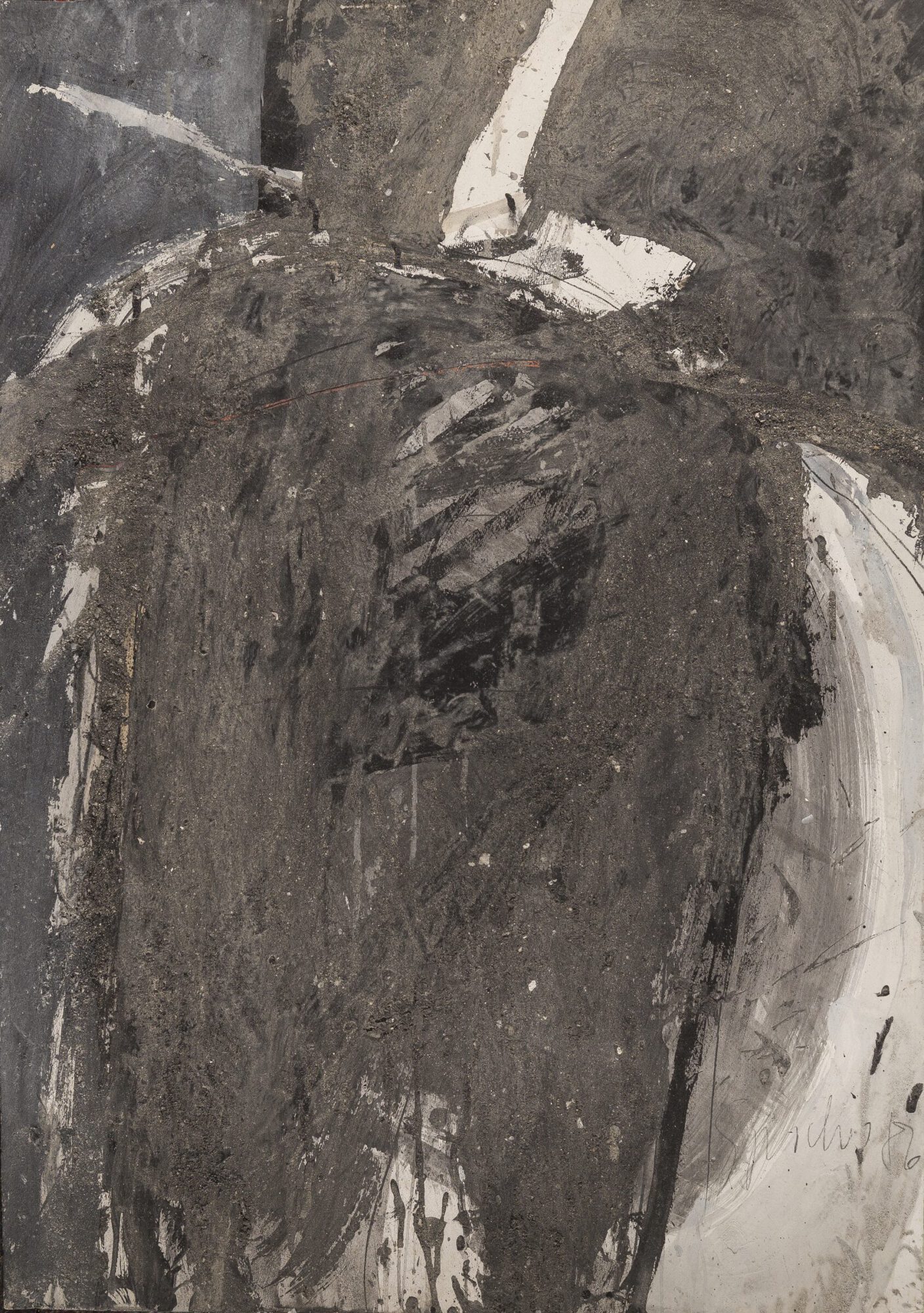 Stephan Spicher, Wall of ashes, 1986, mixed media on paper, 100 × 70 cm