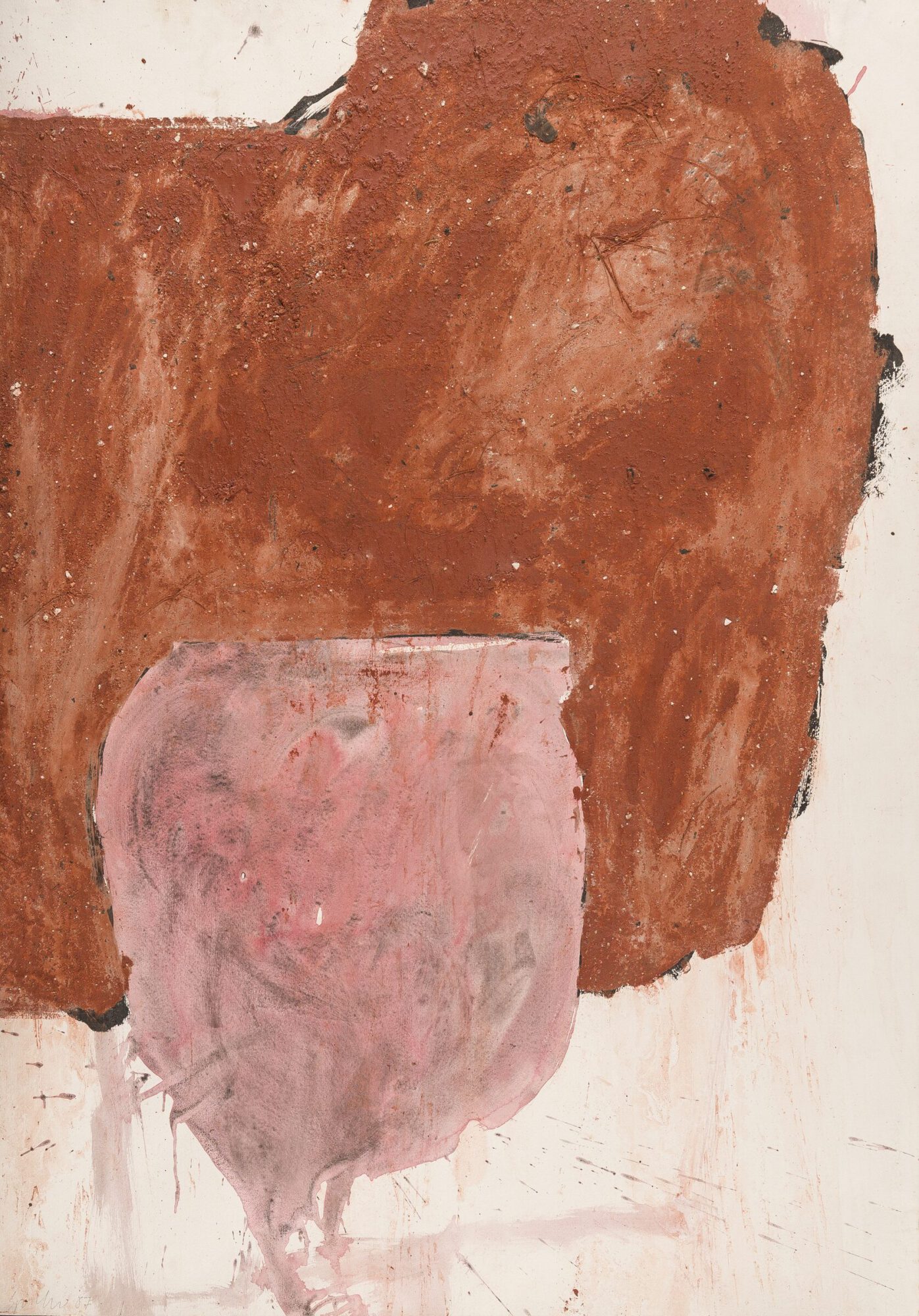Stephan Spicher, Wall of ashes, 1988, mixed media on paper, 100 × 70 cm